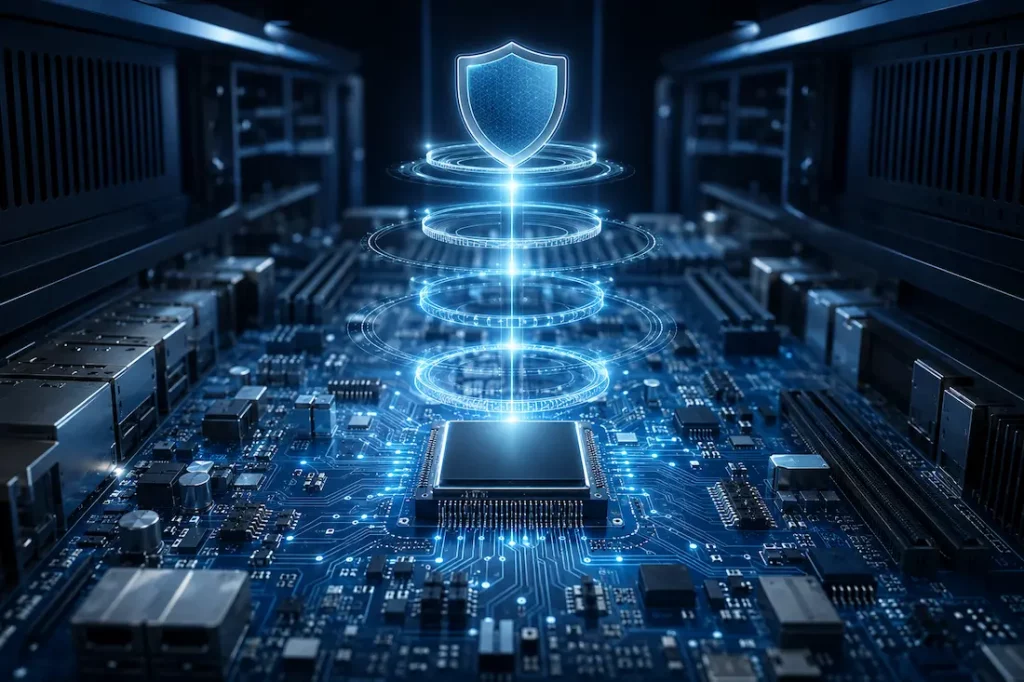 Illustration de la chaîne de confiance UEFI Secure Boot sur un ordinateur industriel